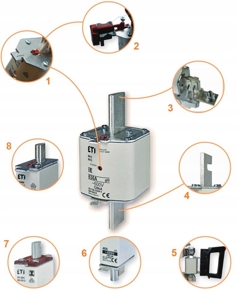 ETI Wkładka topikowa szybka NH2/WT-2C GF 250A/500V