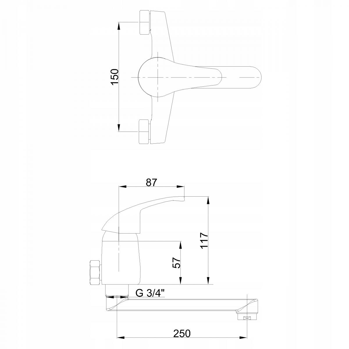 INVENA BATERIA ZLEW. ŚCIENNA PEREA WYLEWKA 25 CM