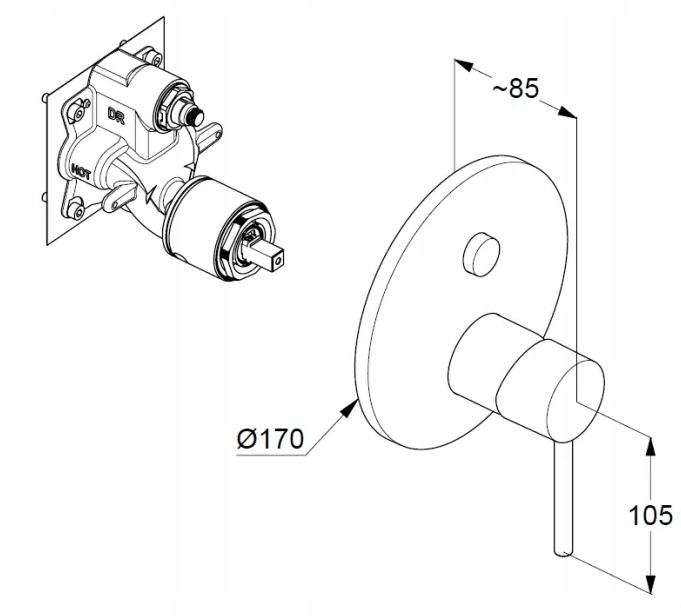 Bateria wannowo-natryskowa do montaż z el podtynk KLUDI BOZZ 1-uchwyt złoty