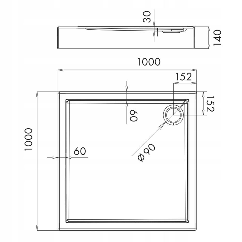 Brodzik akryl STABILSOUND kwadratowy 100x100x14 cm SCHEDPOL COMPETIA