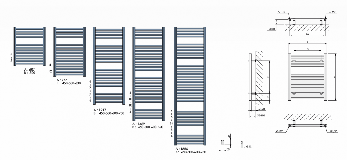 Grzejnik ONNINEN PB 1200x500 łazienkowy WYSYŁKA 48h