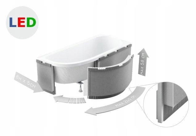 SCHEDPOL Obudowa podpłytkowa LED 1.040-led 240x58 cm do wanien półokrągłych