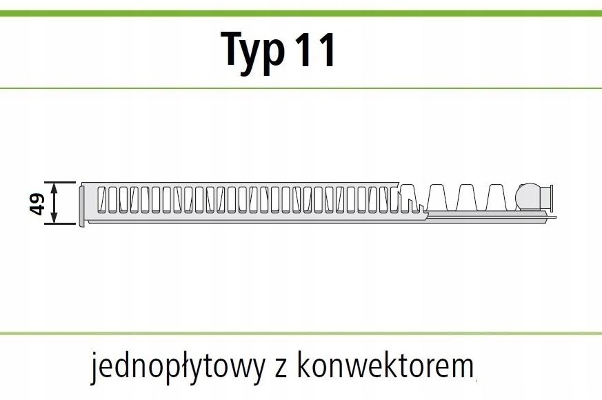 Grzejnik stalowy INVENA C11 900x500 C 11 Boczny 48h