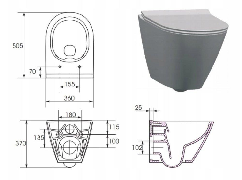 Zestaw 743 Miska zawieszana bezkołnierzowa City Oval New CleanOn z ukrytym