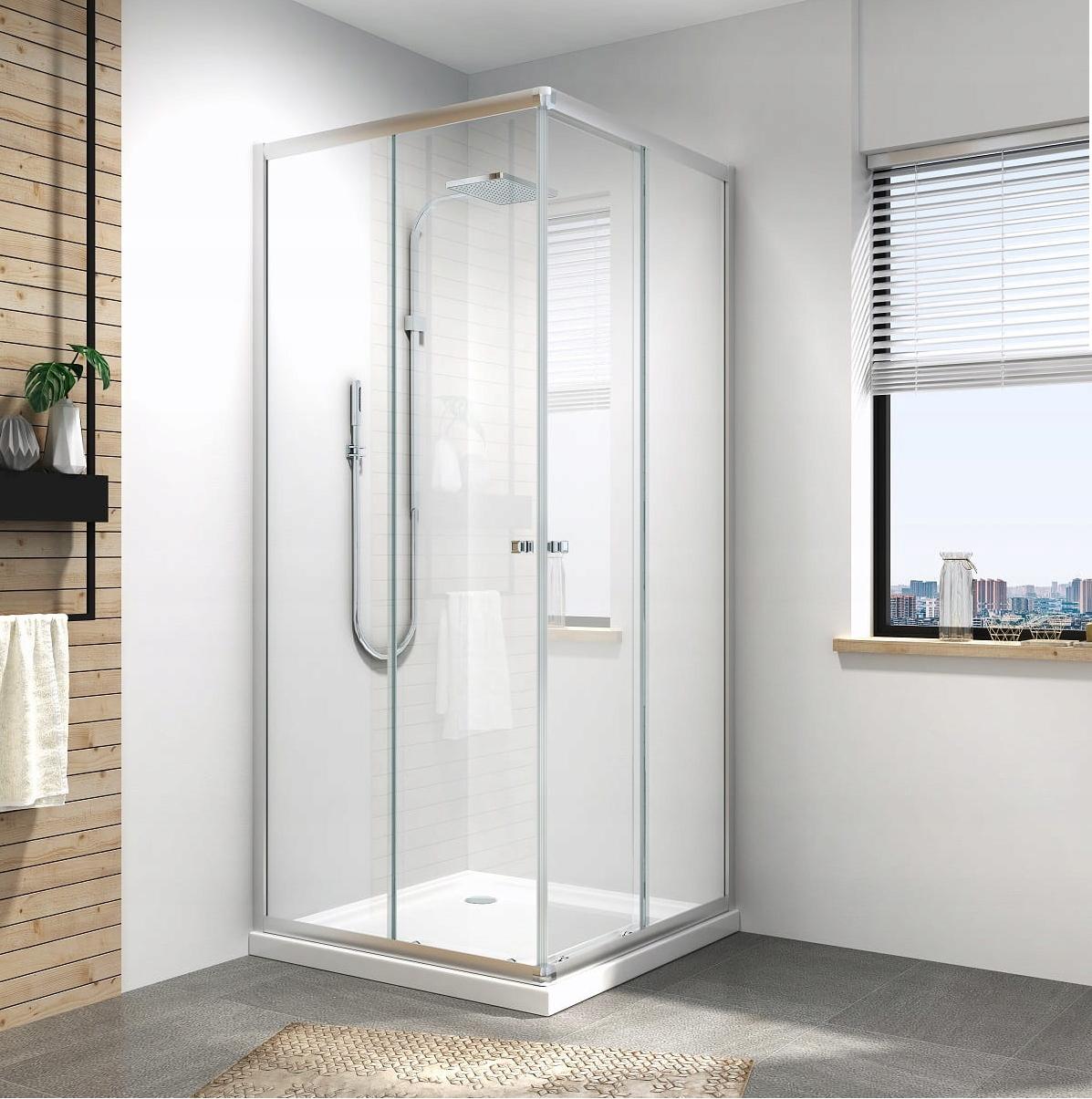 INVENA KABINA NATRYSKOWA KWADRATOWA PARLA 80X80 CHROM SZKŁO CLEAR