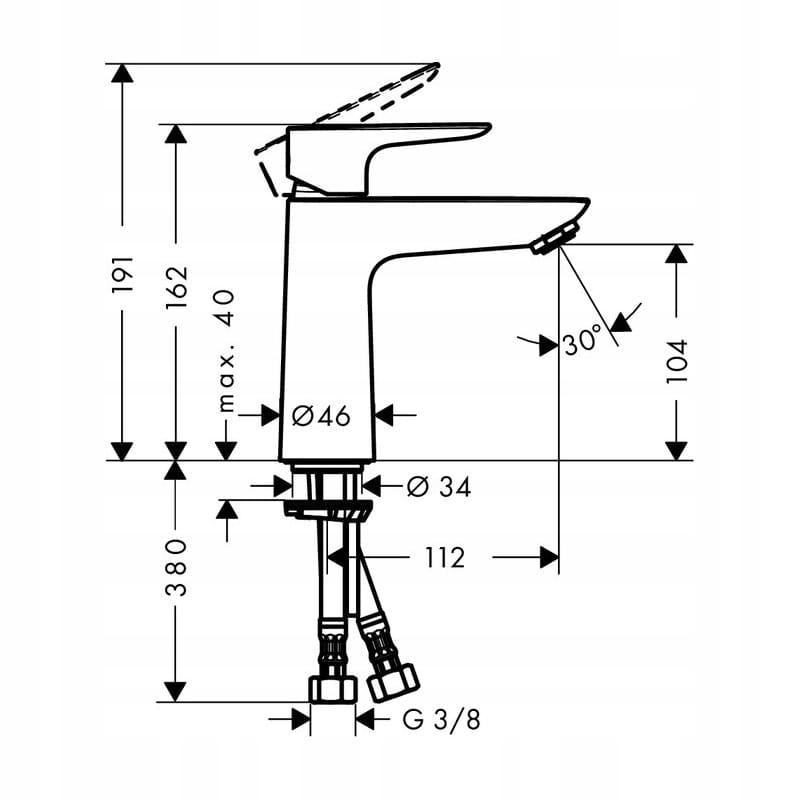 Bateria umywalkowa HANSGROHE Talis S 1-uchwytowa chrom