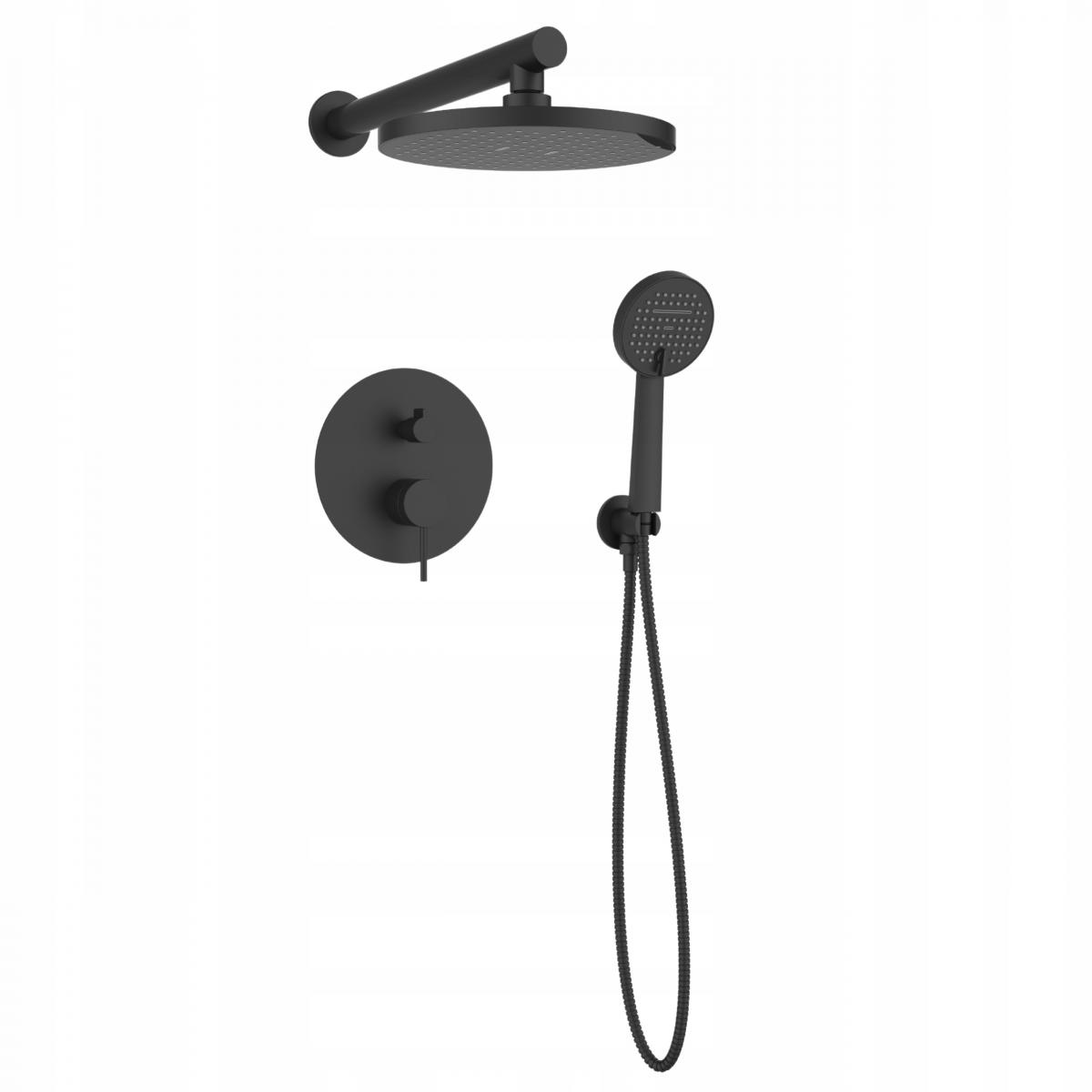 INVENA ZESTAW PODTYNKOWY Z BATERIĄ PODTYNKOWĄ 2F KALITEA TREND CZARNY