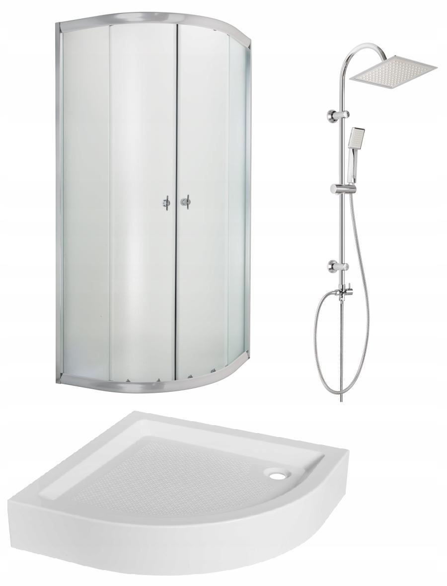 INVENA KABINA NATRYSK. PÓŁOKR.MARBELLA 90X90 PR.CHROM SZKŁO MROŻONE