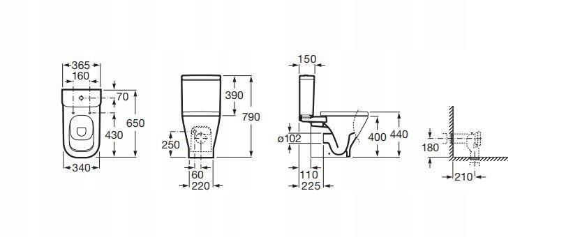 ROCA Miska WC Gap Square do kompaktu o / poziomy