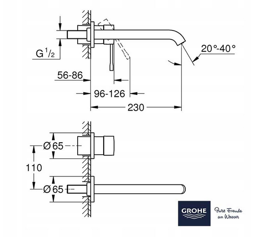 GROHE Bateria umywalkowa cool sunrise roz L 48h