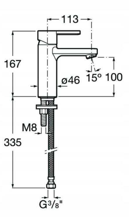 Bateria umywalkowa sztorcowa wysoka ROCA NAIA BLACK 1-uchwyt. 1-otw. Czarna