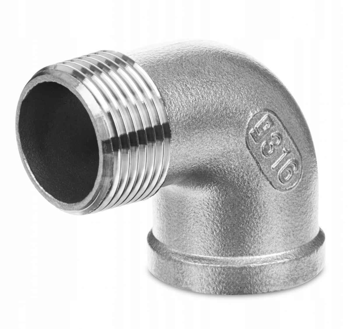 Kolanko gwintowane ze stali nierdzewnej 90° nakrętno - wkrętne 2
