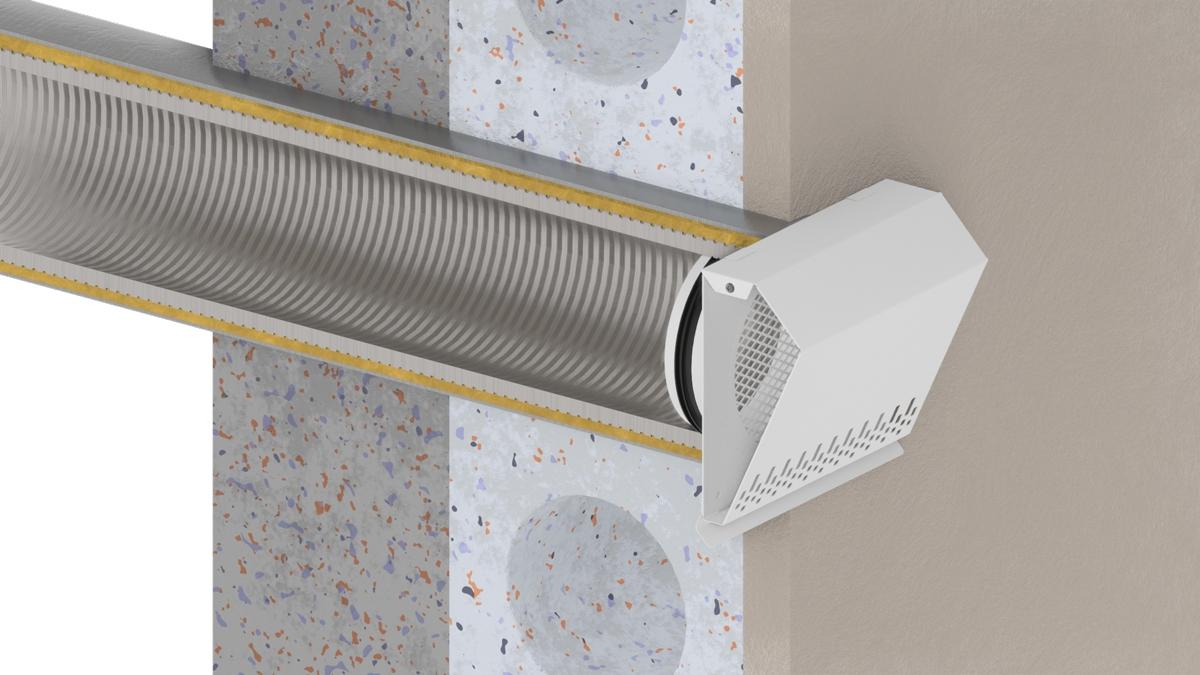 AWENTA Wyrzutnia ścienna metalowa fi315, inox