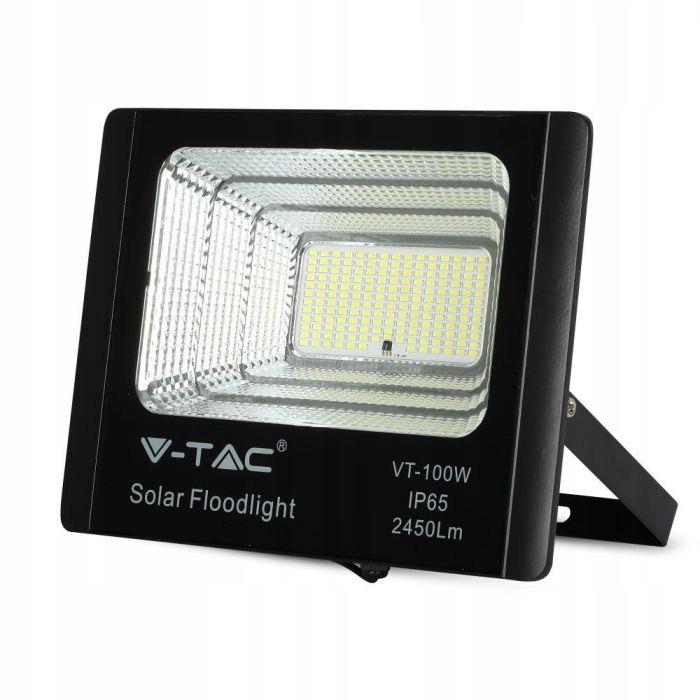 Projektor LED Solarny V-TAC 35W Czarny IP65, Pilot, Timer VT-100W 4000K 245