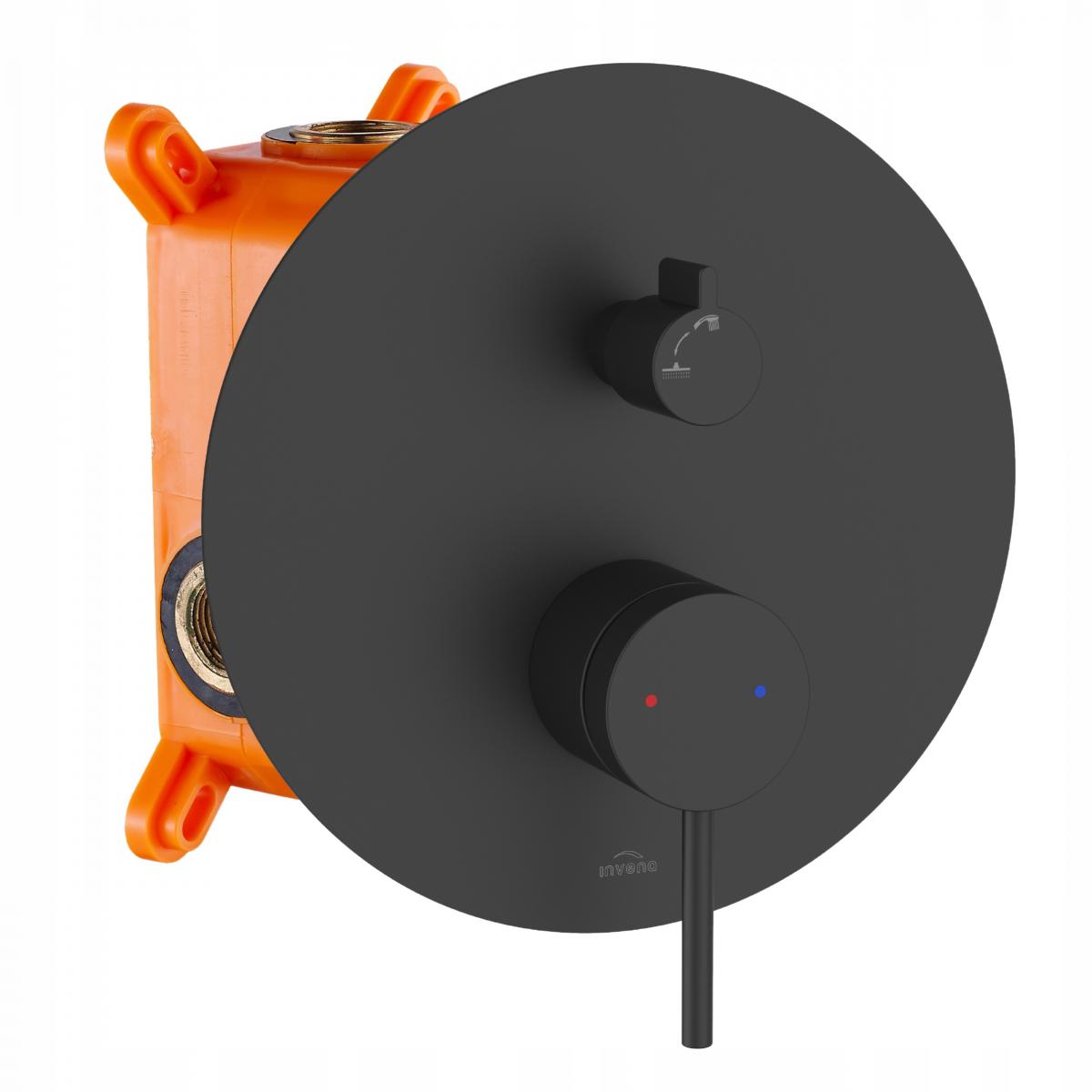 INVENA ZESTAW PODTYNKOWY Z BATERIĄ PODTYNKOWĄ 2F KALITEA TREND CZARNY