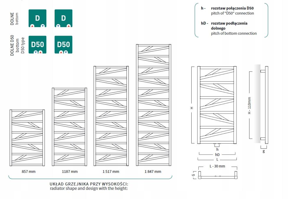 Grzejnik INSTALPROJEKT TRICK 857x530 łazienkowy 398W Biały połysk c35 dolny 48h