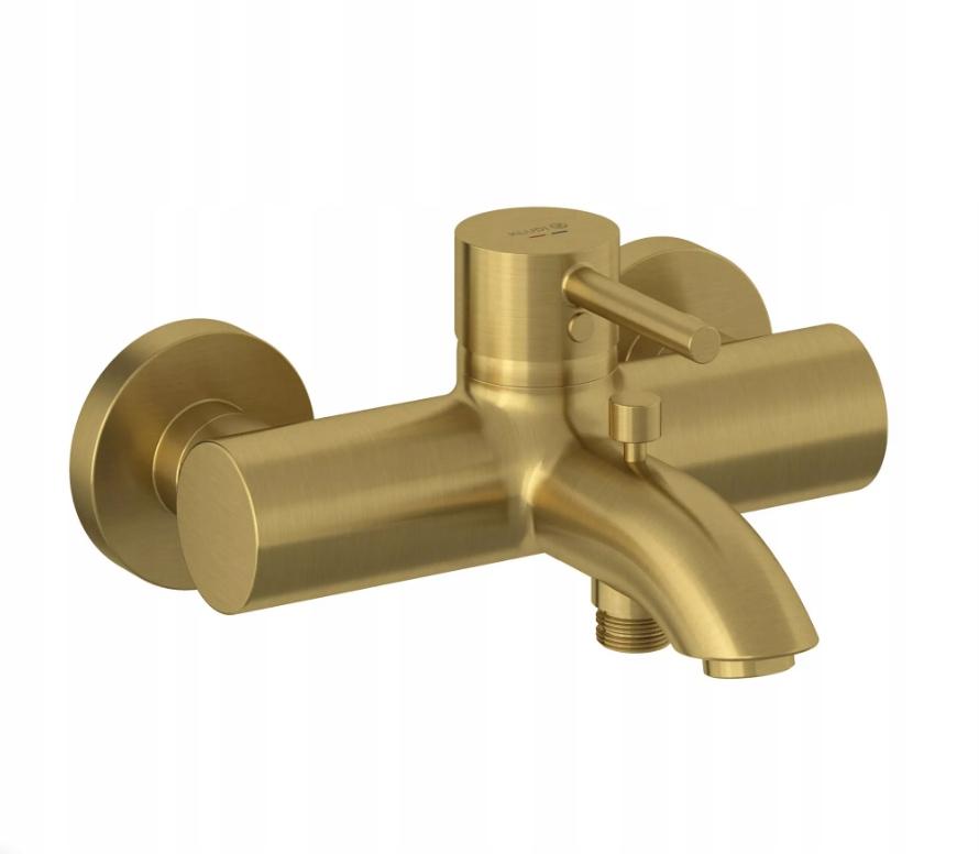 Bateria wannowo-natrysk naścienna KLUDI BOZZ 1-uchwyt 2-otw złoty szczotk