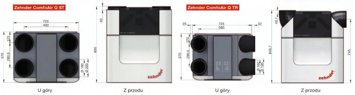 ZEHNDER Jednostka wentylacyjna Zehnder ComfoAir Q450 PL R VV Basic ST