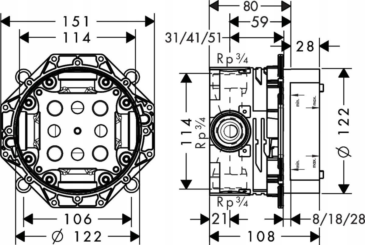 Element podtynkowy Hansgrohe uniwersalny iBox Universal DN20 / DN15 0180018