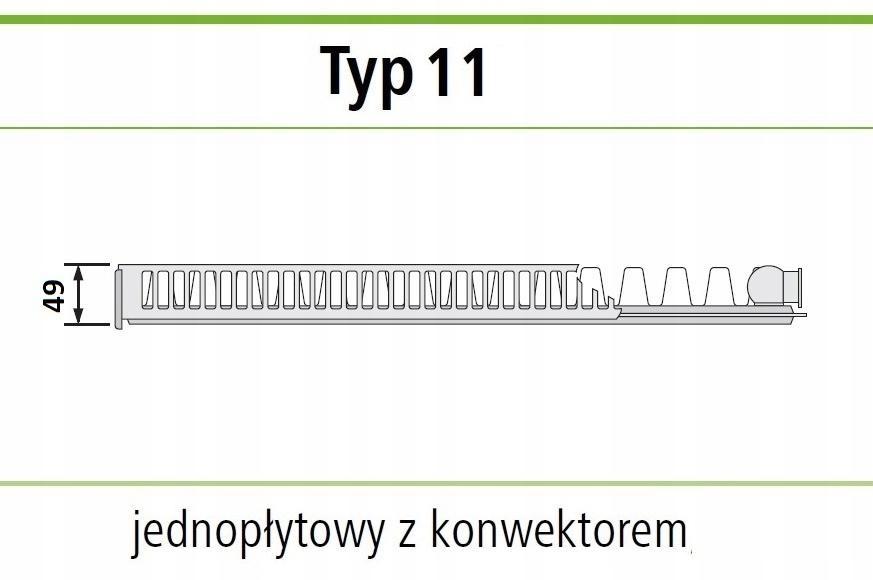 Grzejnik stalowy INVENA CV11 600x1000 V 11 Dolny lewy 48h
