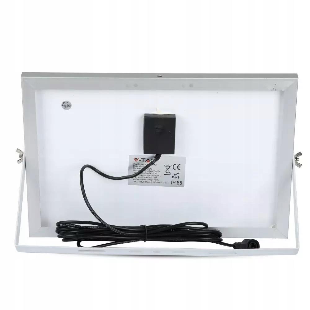 Projektor LED Solarny V-TAC 12W Czarny IP65, Pilot, Timer VT-25W 4000K 550l