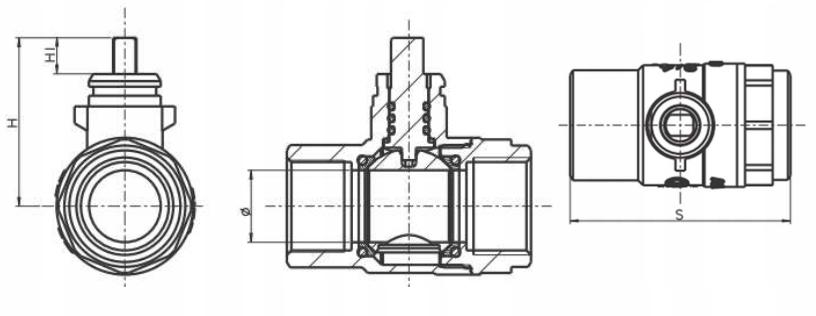 AFRISO 2-drogowy zawór kulowy z siłownikiem BEV DN25 Rp1 Kvs 60 m3/h 230 V