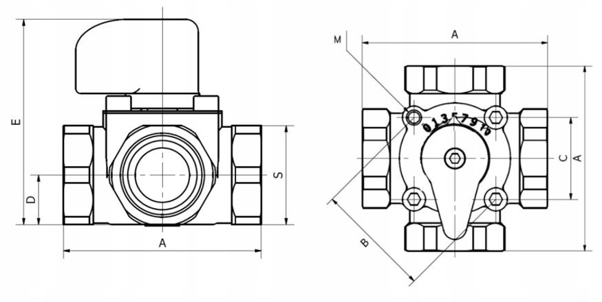 Zawór mieszający MIX M 3-25 kv 12 z siłownikiem SL 10-230 / 120s / ONNLINE