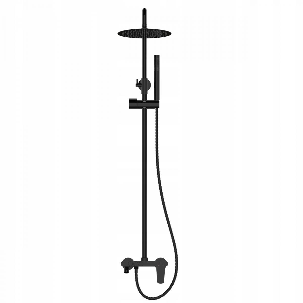 INVENA DESZCZOWNIA Z BATERIĄ NATRYSKOWĄ ALONIA INVENA TREND CZARNY POŁYSK