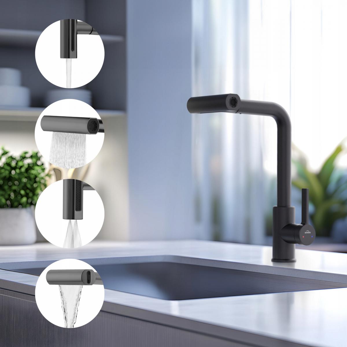 INVENA BATERIA ZLEWOZMYWAKOWA NELIA 4-FUNKCYJNA INVENA TREND, CZARNA