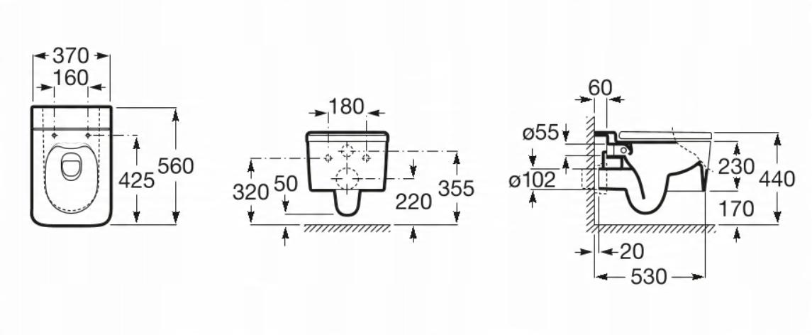 Miska wisząca INSPIRA SQUARE Rimless ROCA//10