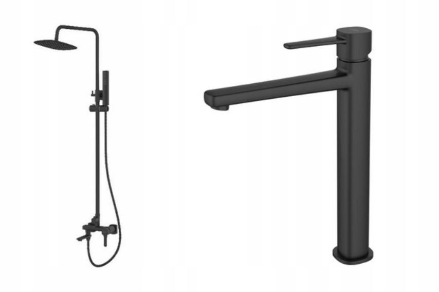 INVENA DESZCZOWNIA Z BATERIĄ WANN-NATR GLAMOUR INVENA TREND CZARNA