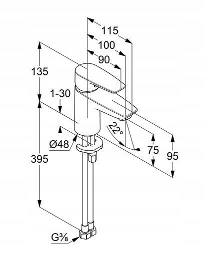 Bateria umywalkowa KLUDI PURE&SOLID 70 1-uchwytowa mosiężna DN 15 chrom