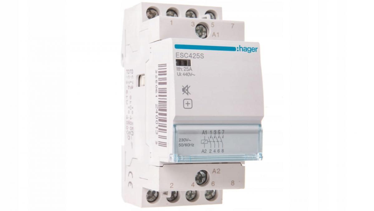 HAGER Stycznik cichy 230VAC 4NO 25A AC-7a/b