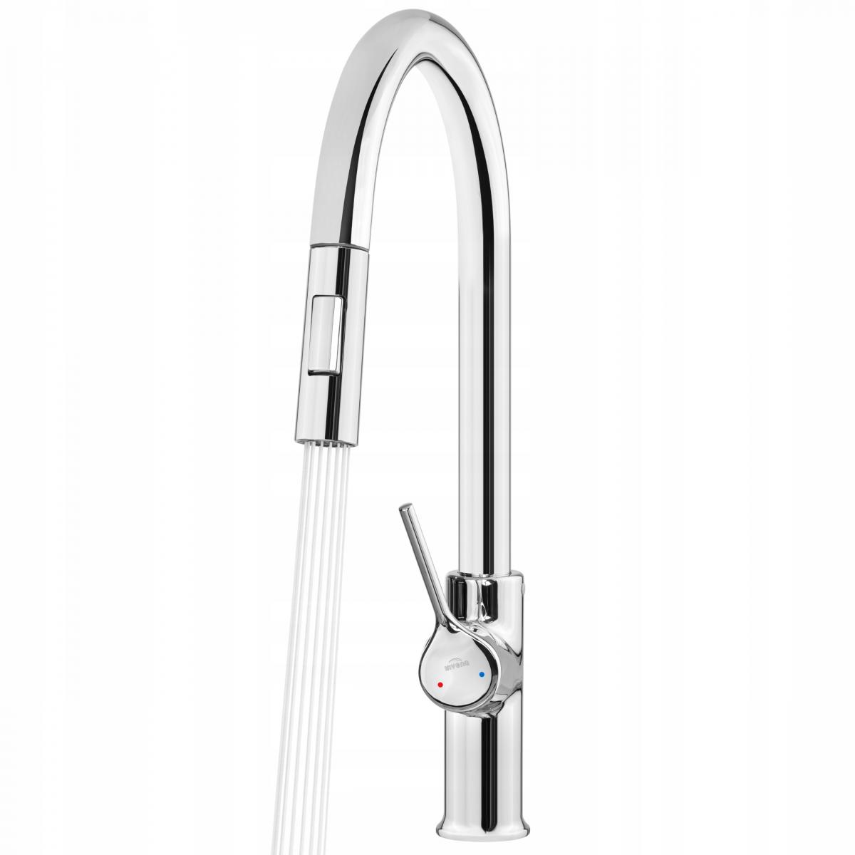 INVENA BATERIA ZLEW FARSALA Z WYCIĄGANĄ 2F WYLEWKĄ TYPU U CHROM TREND