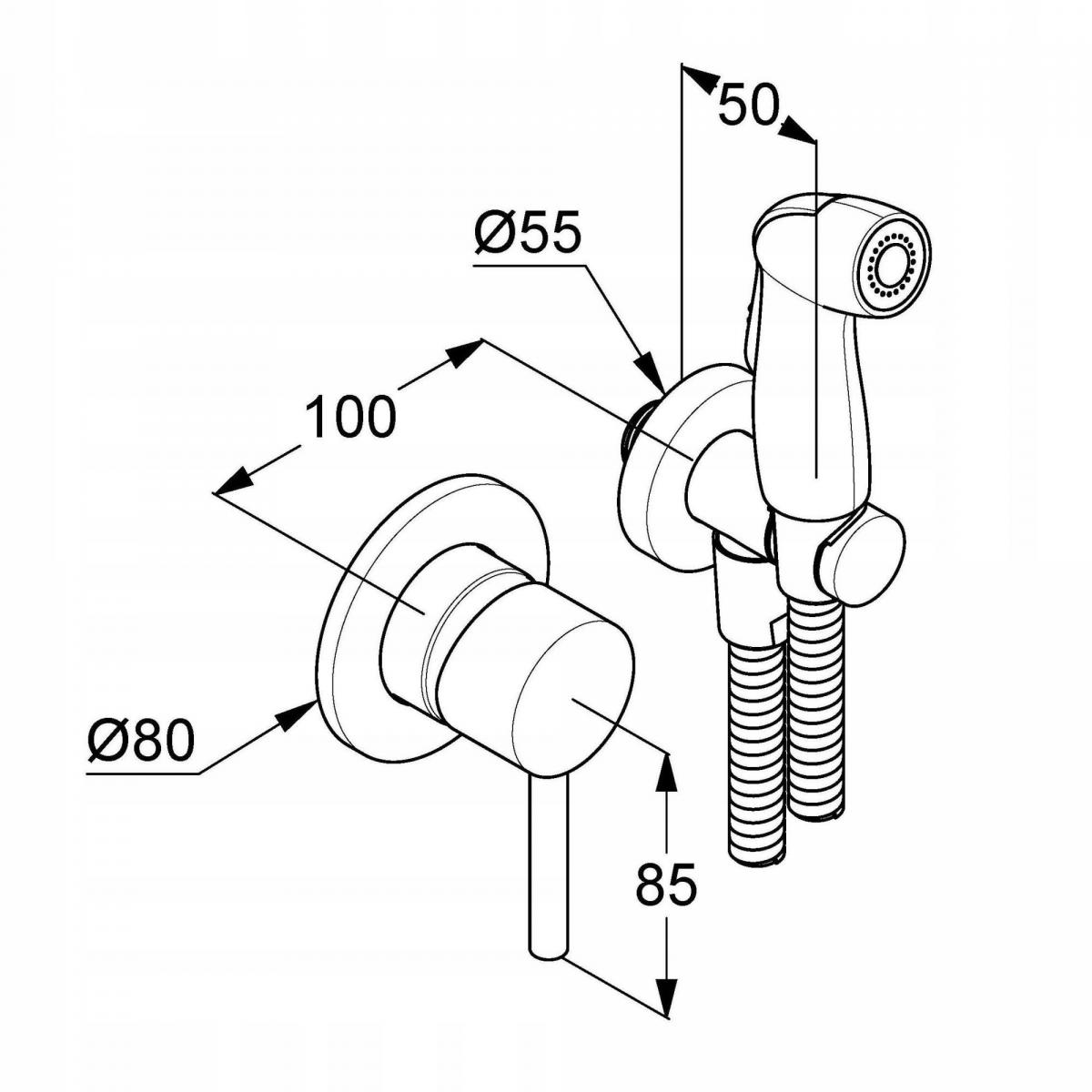Zestaw prysznicowy higieniczny KLUDI BOZZ chrom zawiera: element podtynkowy