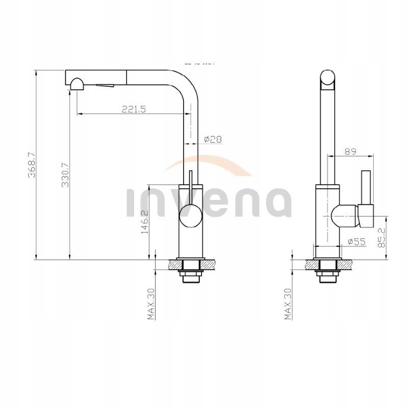 Bateria zlewozmywakowa INVENA PRETO 48h