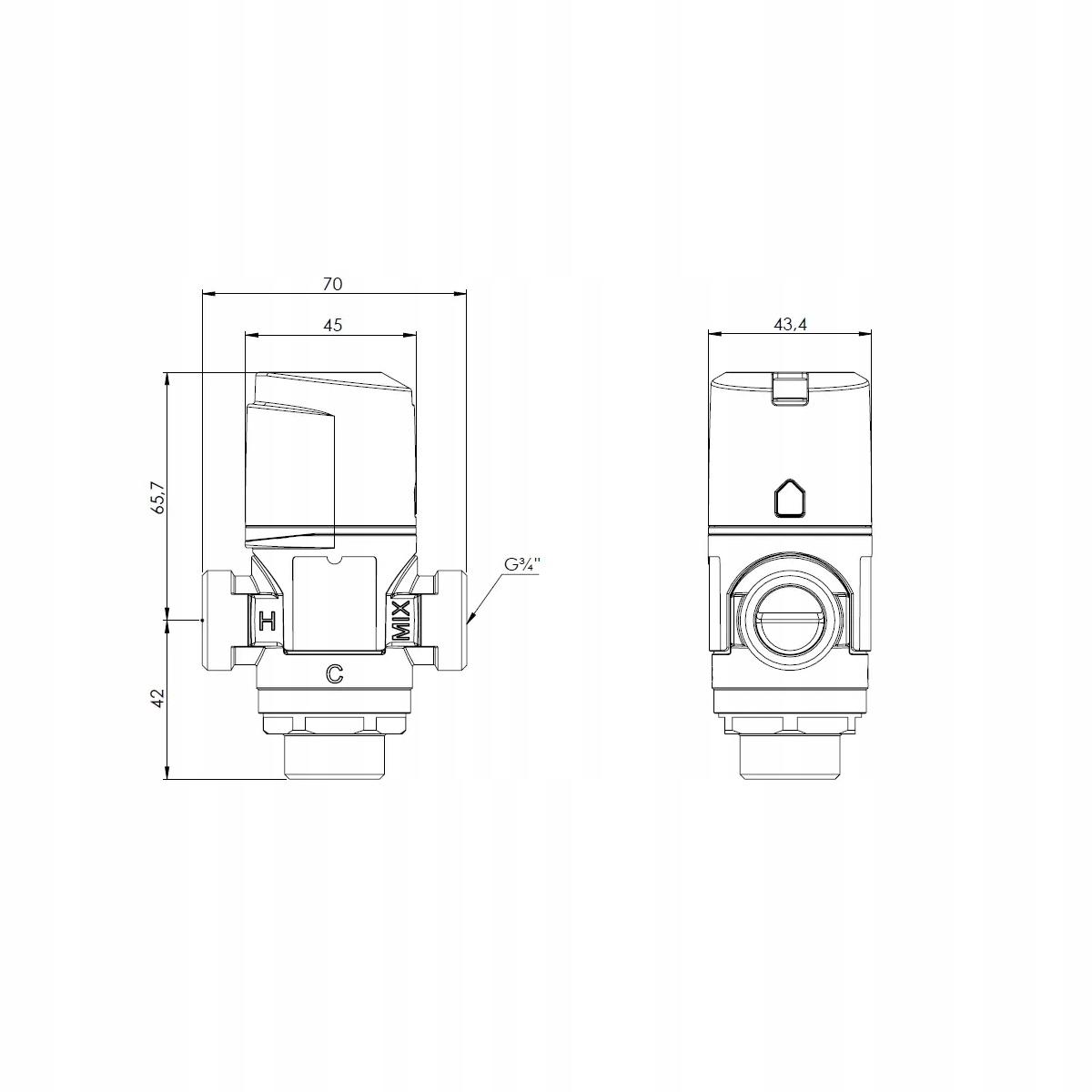 Termost. zawór mieszający Afriso ATM 343 G3/4 48h