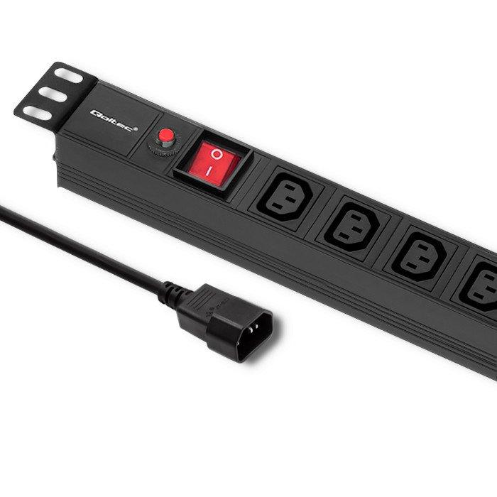QOLTEC Listwa zasilająca do szafy RACK 19 1U 10A PDU 8xIEC C13 2m
