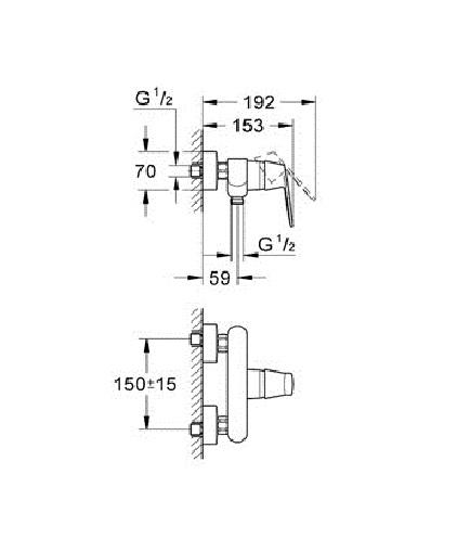 Bateria prysznicowa ścienna GROHE Eurostyle Cosmopolitan 2ot mosiężna chrom