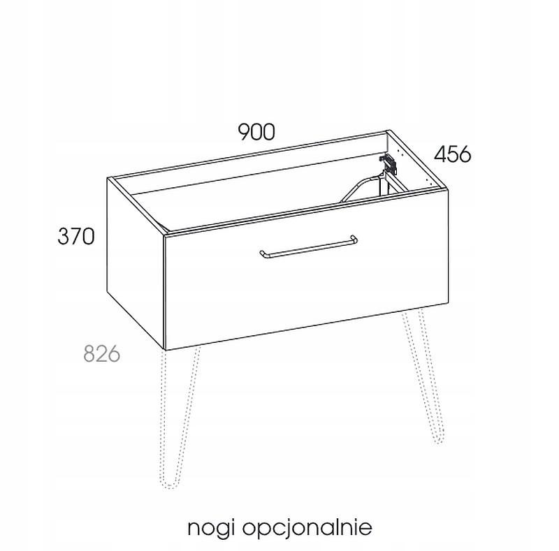 Szafka 900 x 456 x 370 mm white 1 szuflada ELITA Futuris 90 1S