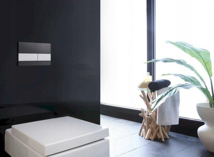 Przycisk spłukujący TECE square podwójny do WC szkło/stal szczotkow czarny