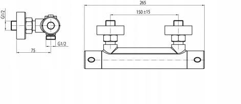 VALVEX Bateria prysznicowa Estill Round Plus dwuotworowa termostat chrom