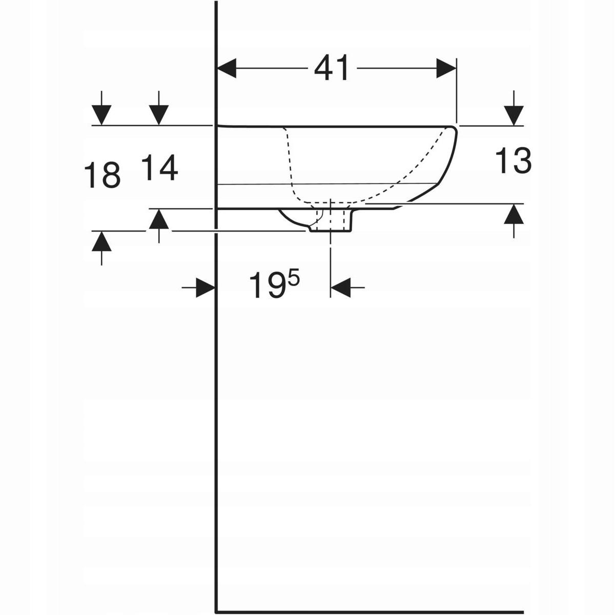 Umywalka kompaktowa Selnova B50 cm, H18 cm, T41 cm, z przelewem, z otworem