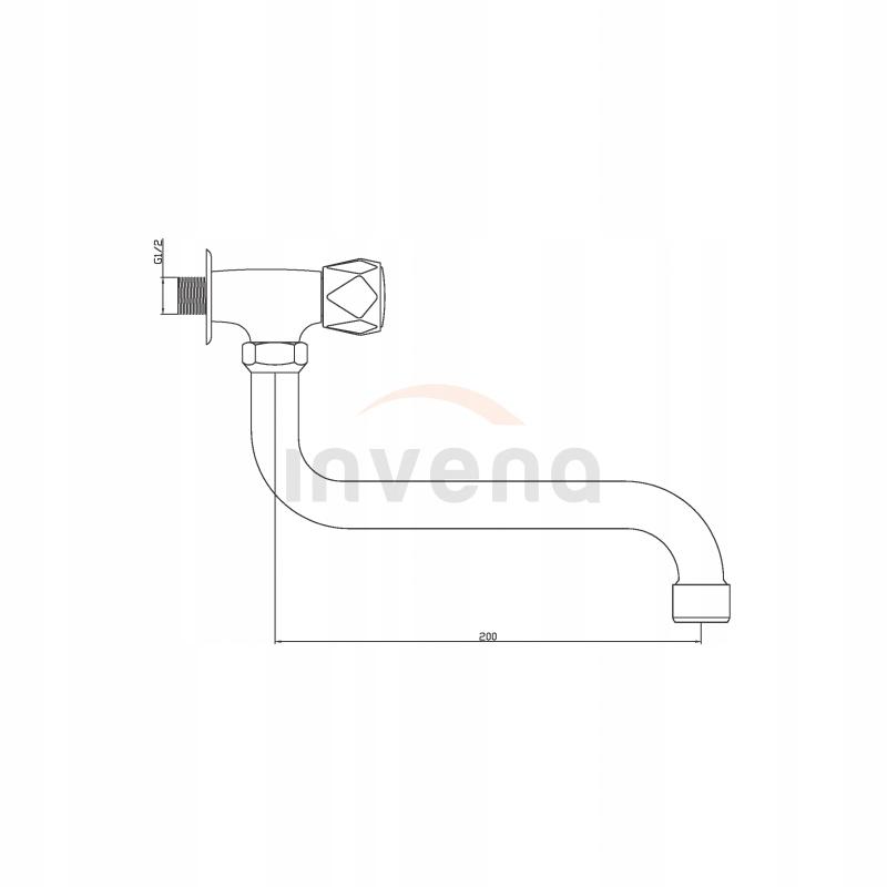 INVENA KRAN CZERPALNY ŚCIENNY WYL.S 200 MODENA
