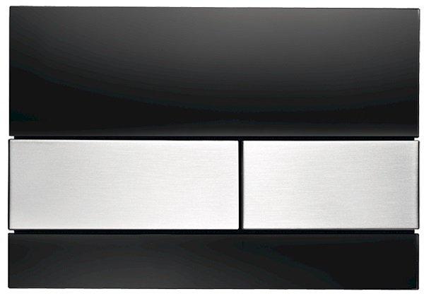 Przycisk spłukujący TECE square podwójny do WC szkło/stal szczotkow czarny