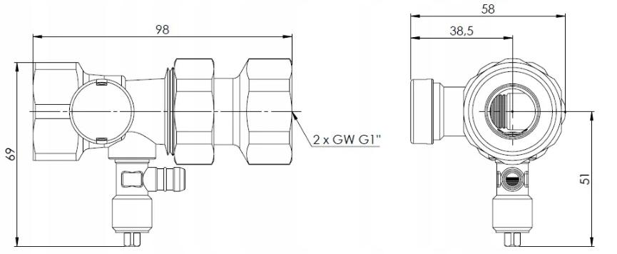 AFRISO Szybkozłącze ASK do naczynia wzbiorczego z zawor rewiz 2 x 1 cal GW