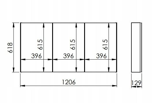 Szafka z lustrem 1206 x 129 x 618 mm ROCA Basic 120 3D