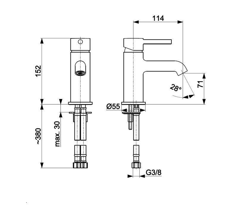 Bateria umywalkowa stojąca ARMATURA KRAKÓW NEON 1-uchw 1-otw mosiężna chrom