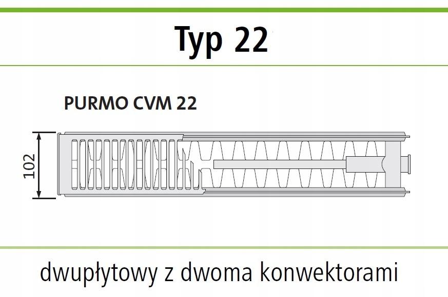 PURMO RAL 9005 CVM22 300x600 VM 22 dolny środkowy CZARNY