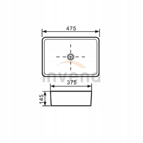 INVENA UMYWALKA NABLATOWA PAROS INVENA TREND 48,5 CM PROSTOKĄTNA